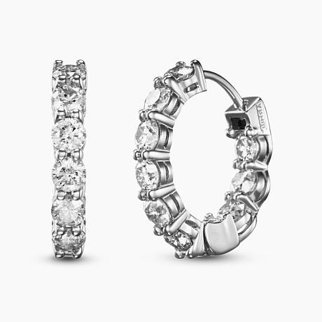 Оригинальные серьги с бриллиантами, из белого золота, 585 проба